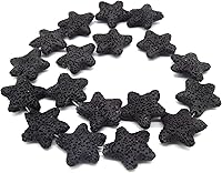 Vista 1 de Cuentas de lava de estrella, cuentas de roca de lava negra natural, 0.866 in x 0.787 in