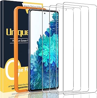 [4 Pack] UniqueMe Screen Protector for Samsung Galaxy S20 FE/S20 Fan Edition, [Easy Installation Frame] [Anti-Scratch] [Bubble Free] HD Clear Tempered Glass Film