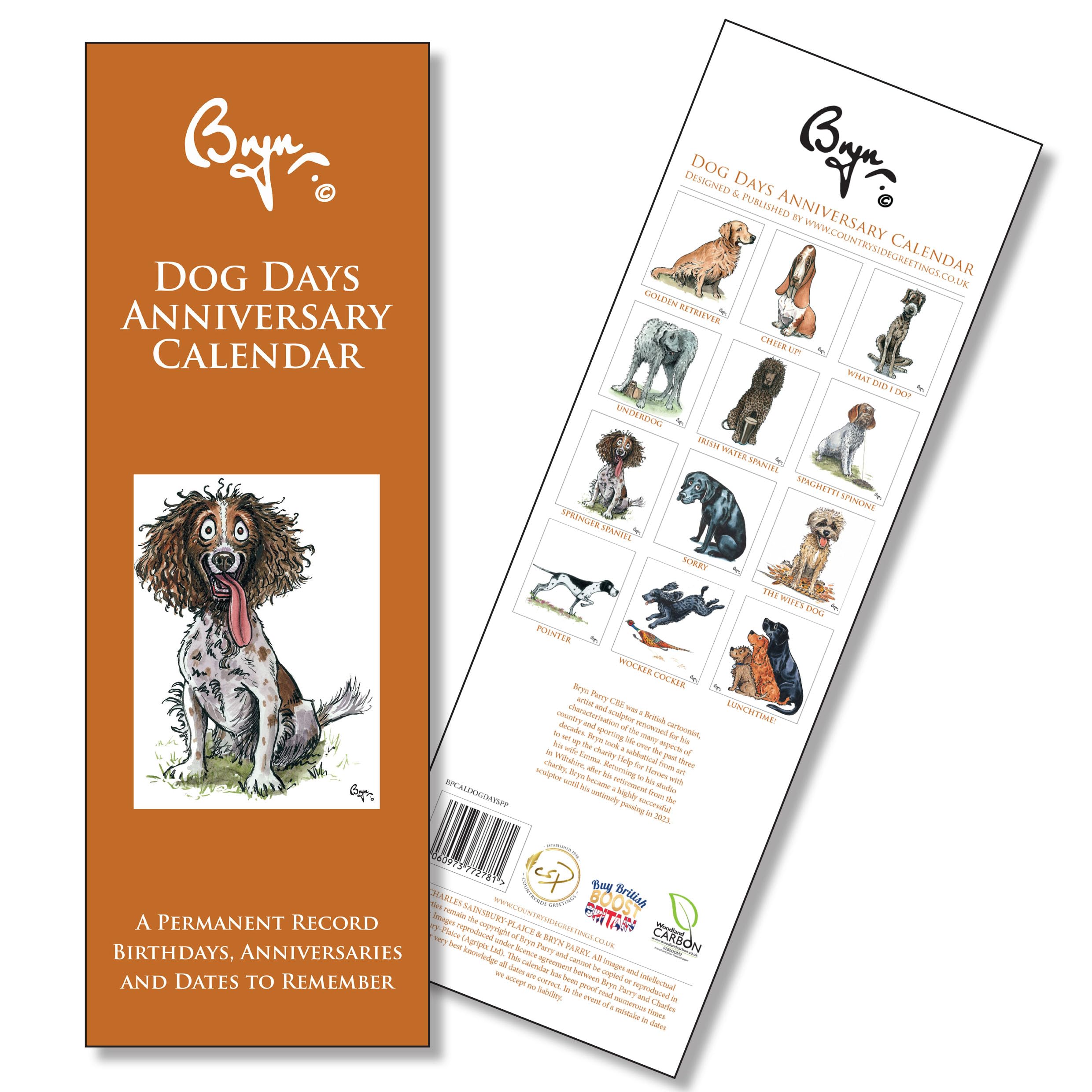 Dog Days Anniversary Calendar - featuring cartoon dogs by Bryn Parry