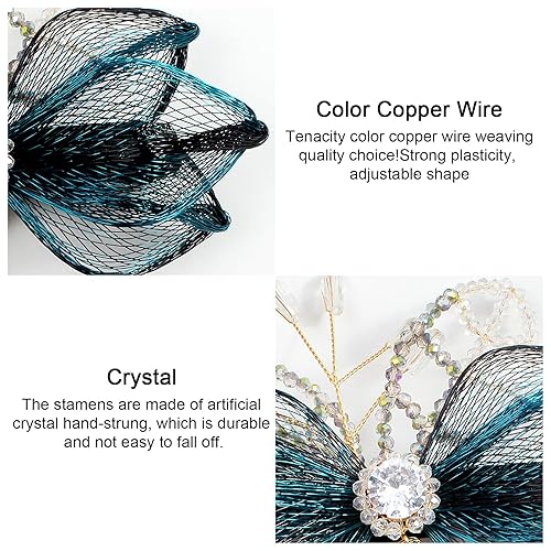 Miniatura 5 de 3.14 pulgadas DIY alambre de cobre tejido a mano de alto nivel diseño pasadores elegantes accesorios para el cabello, regalos para mujeres niñas