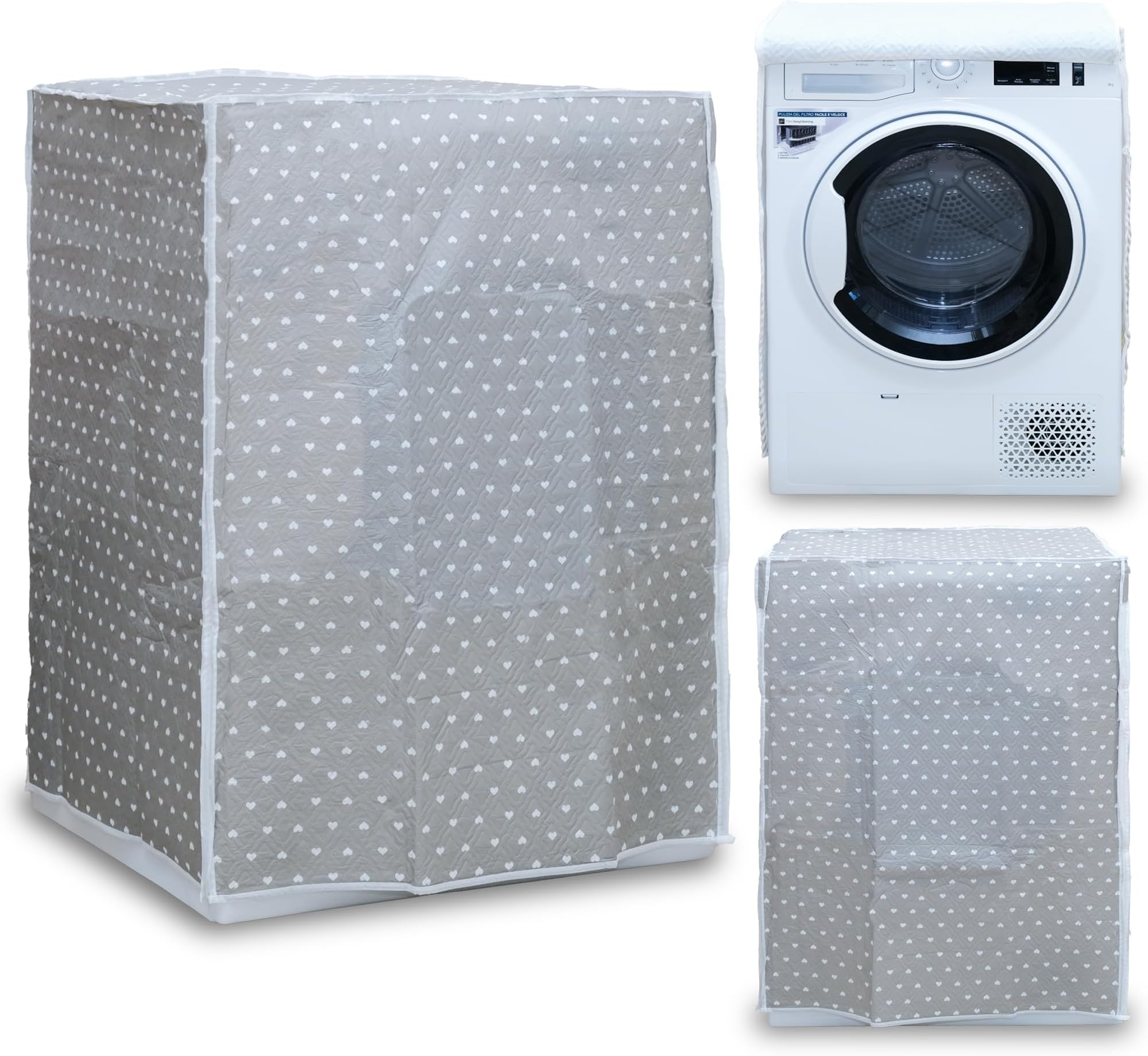 Washing Machine Cover and Dryer Cover for Indoor, Waterproof, Polyester, Heart Color, 65 x 55 x 85 cm