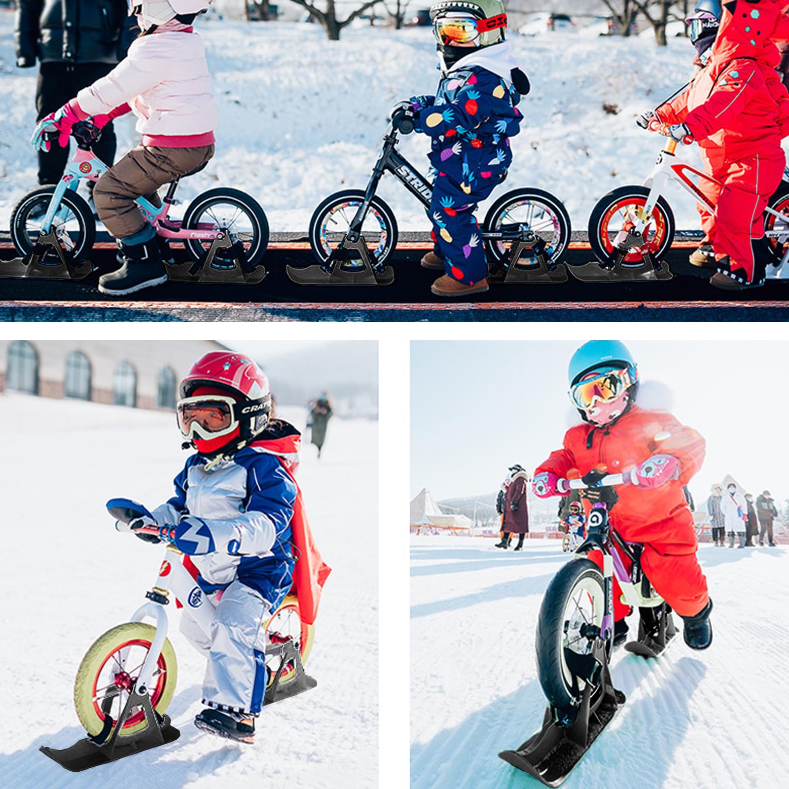 Snow Bike Slitta, 1 Paio Multifunzionale Equilibrio Invernale Bici Neve Slitta per Bambini, Scooter Sci Board Neve Scooter Sci Slitta per l'inverno, Trasformare la Bicicletta in Sci Accessori Sportivi