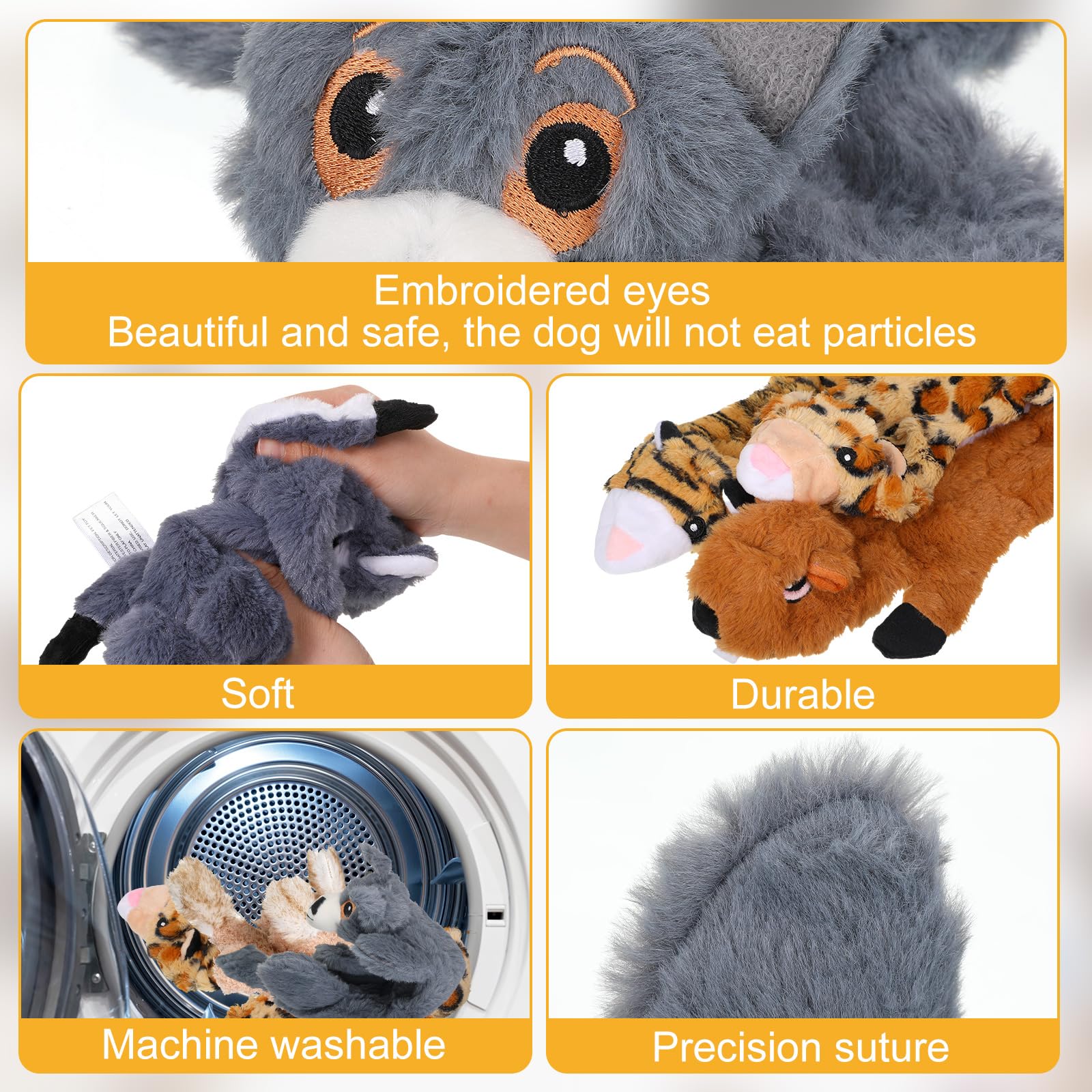Lot de 10 jouets couineurs pour chien sans rembourrage - Jouet froissé pour chiens agressifs - Jouet de dentition en peluche pour chiots de petite, moyenne et grande taille, 10 styles (style délicat)