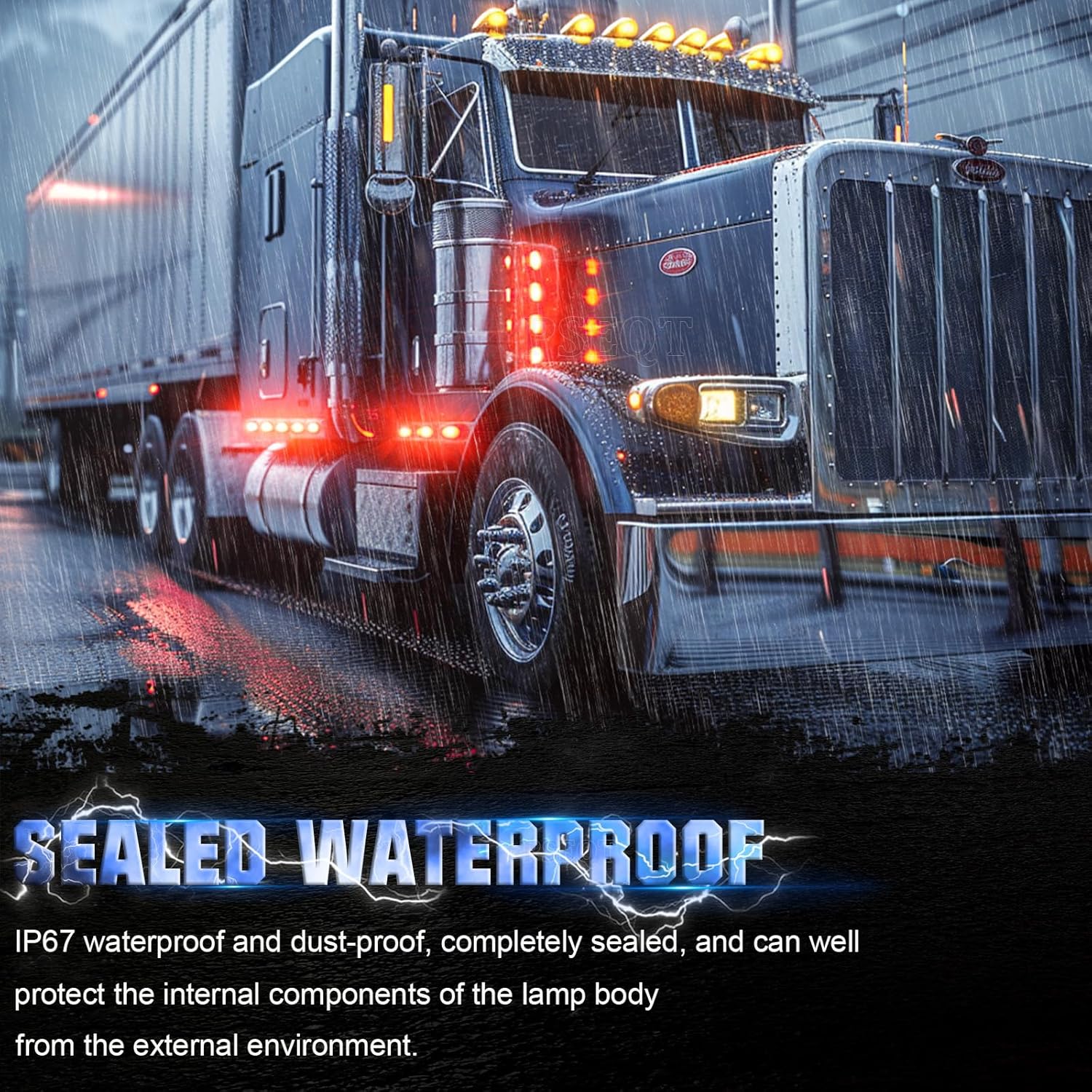 PSEQT 6.5'' Strobe Flash+High/Low Lights Red 3 Function Trailer LED Side Clearance Tail Marker Oval Lights 16LED Brake Stop Turn Running Lamp Waterproof for Truck Pickup Caravan RV Bus, 5Pcs