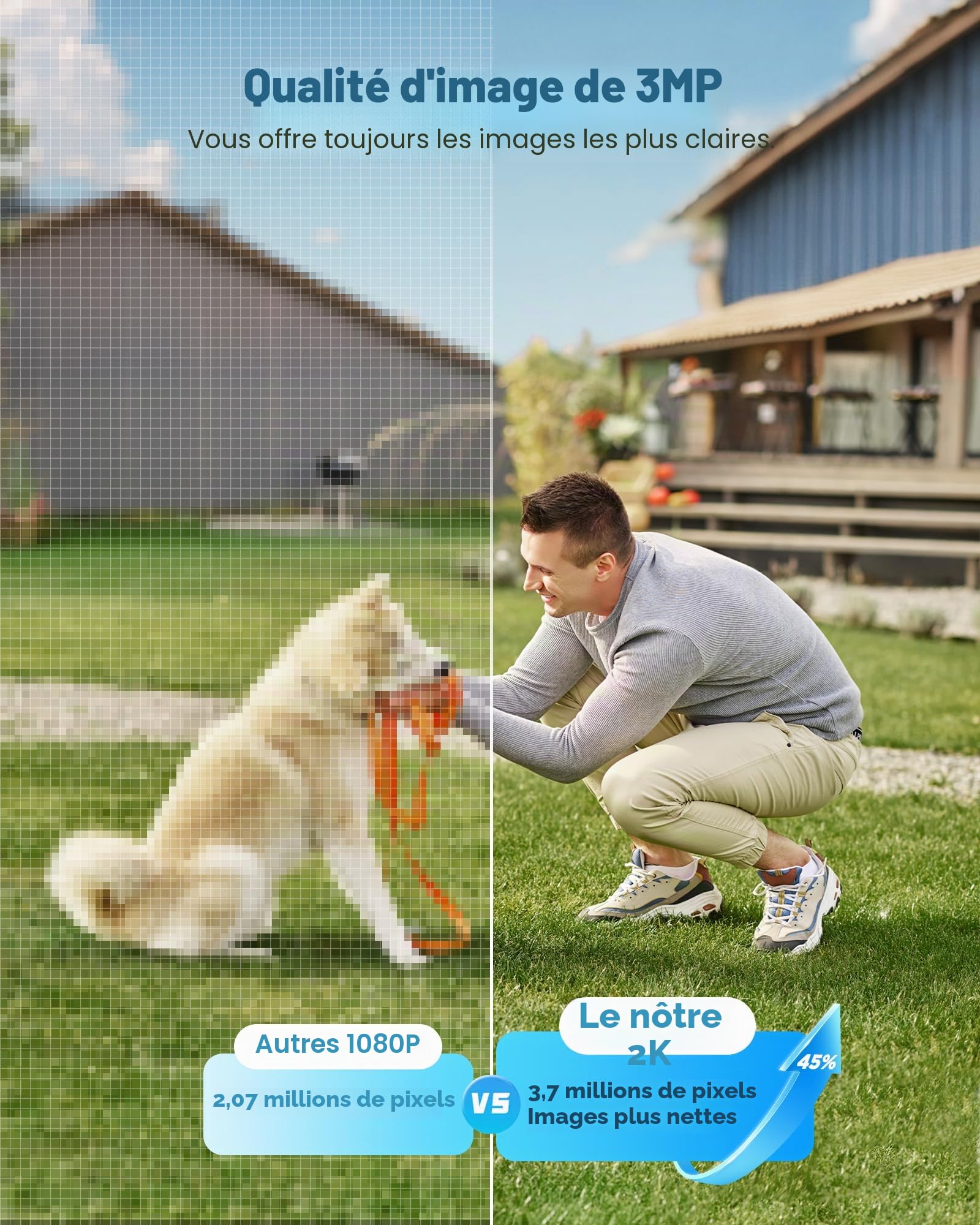 SIIOOE Camera Surveillance WiFi Exterieure Solaire: 2K Camera Exterieur sans Fil Batteries - 360° PTZ Caméra IP Vision Nocturne Couleur - Pas de Support 5G