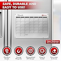 Vista 4 de STECCO Calendario magnético para nevera de borrado en seco. Calendario mensual acrílico de borrado en seco. Calendario magnético acrílico