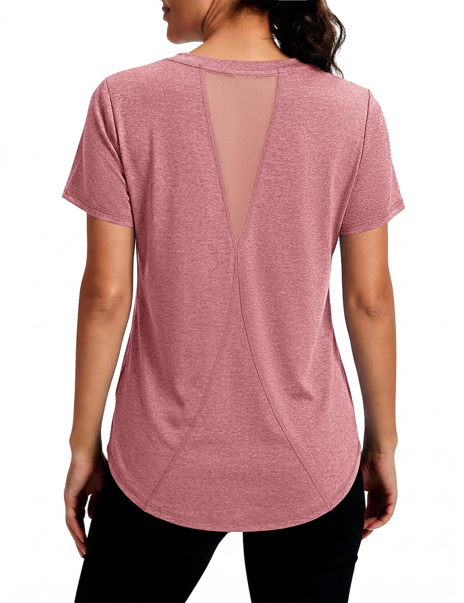 Gyabnw Sportshirt Damen Atmungsaktive Funktionsshirts Laufshirt mit Rundhals Netz-Design Yoga Fitness Laufen