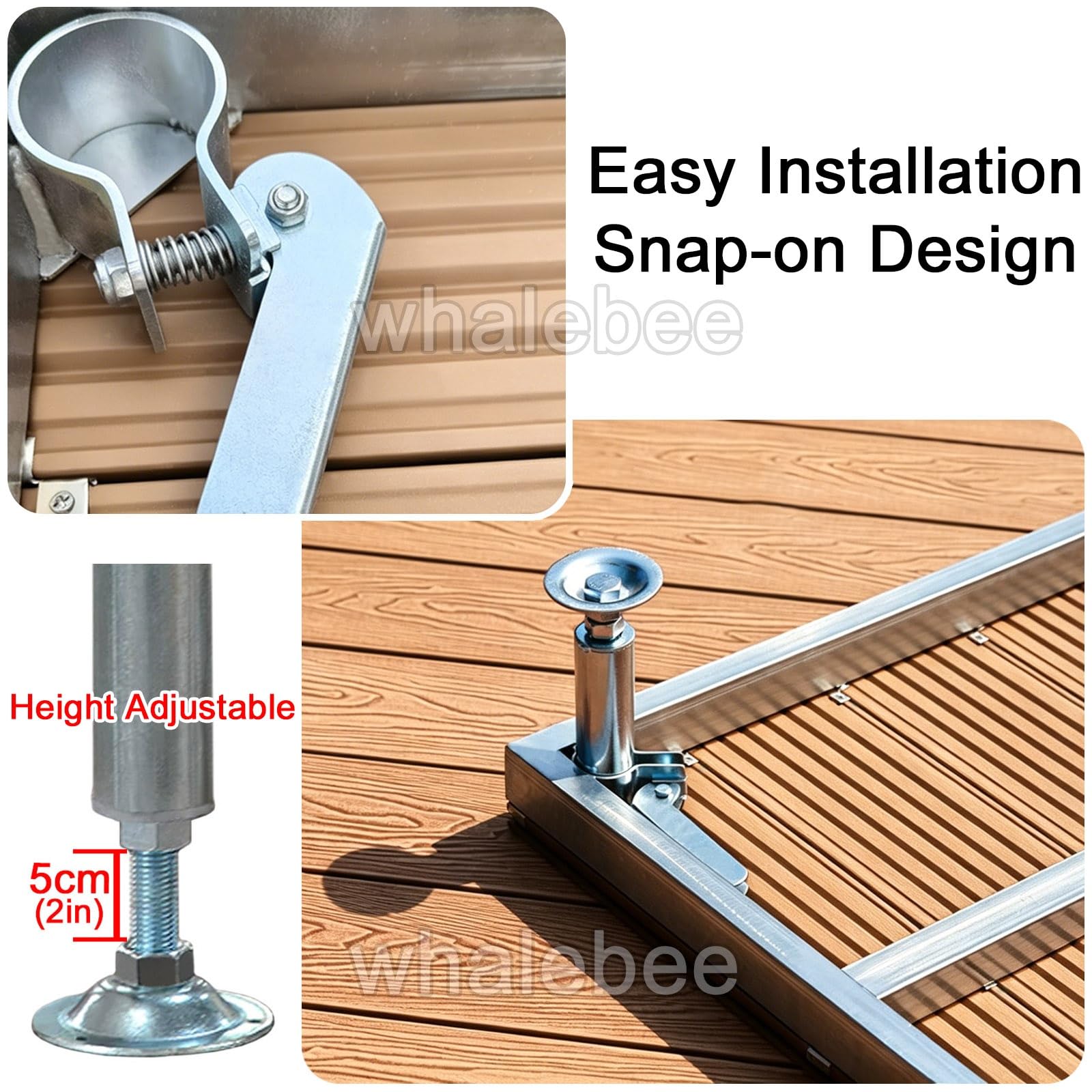 Dalles Terrasse Clipsables WPC Plateforme Dalles Patio(Natural,84x84x15cm)