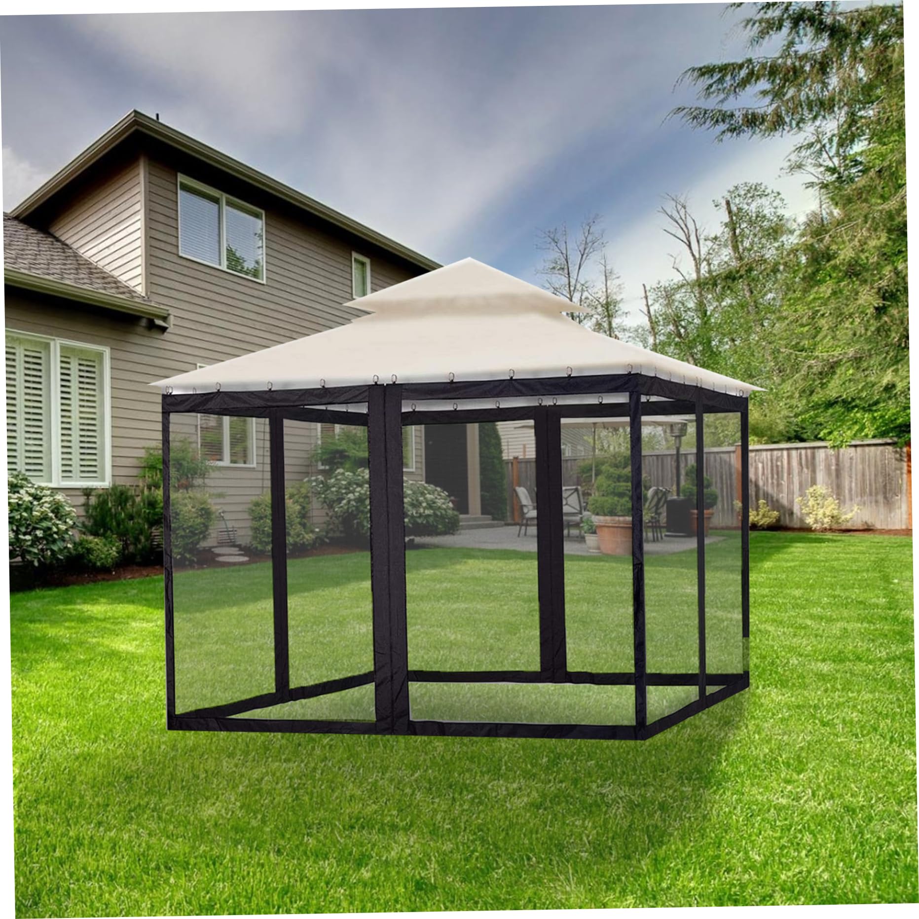 Rete per gazebo | Zanzariera per gazebo, pannelli pieghevoli retrattili 9x11x8 piedi con cerniera, zanzare da esterno per portico campeggio patio giardino
