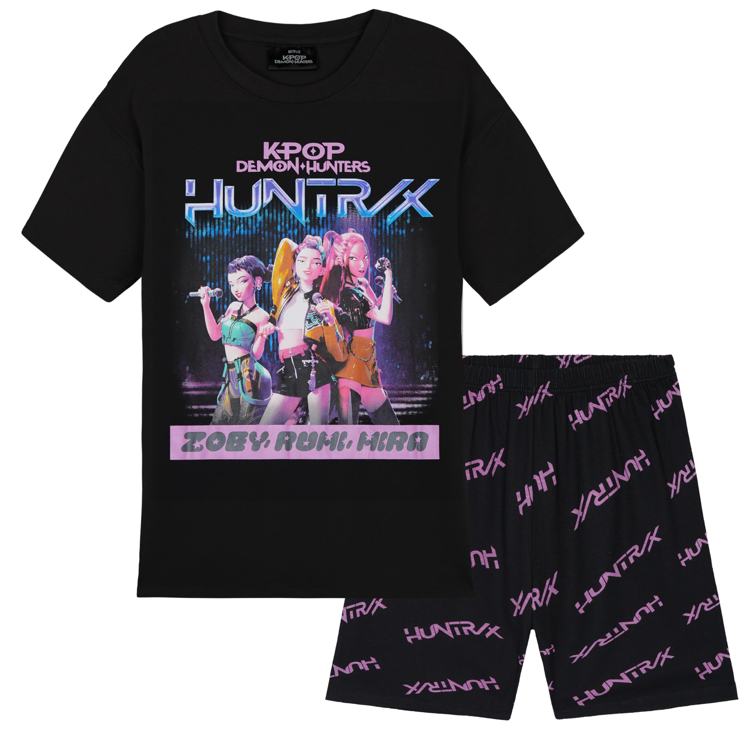 KPop Demon Hunters Officially Licensed 2-Pc Pajamas Set Girls, 5–14 Yrs, Soft PJs Lounge Set T Shirt Shorts, Gifts for Girls
