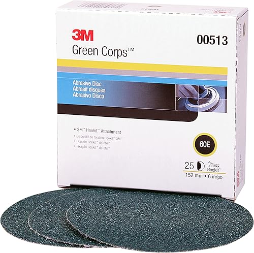 Miniatura 8 de 3M Green Corps Hookit 00624 - Discos de lijado, sin polvo, 8 pulgadas, grado 40+, paquete de 25 discos de producción, para eliminación