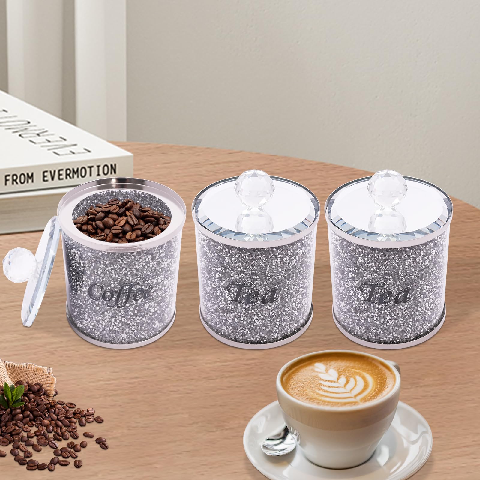 Tarros de cristal con tapa, tarros de té, café y azucareros, tarros de almacenamiento con tapa, herméticos para especias, tarros de especias, 3 unidades