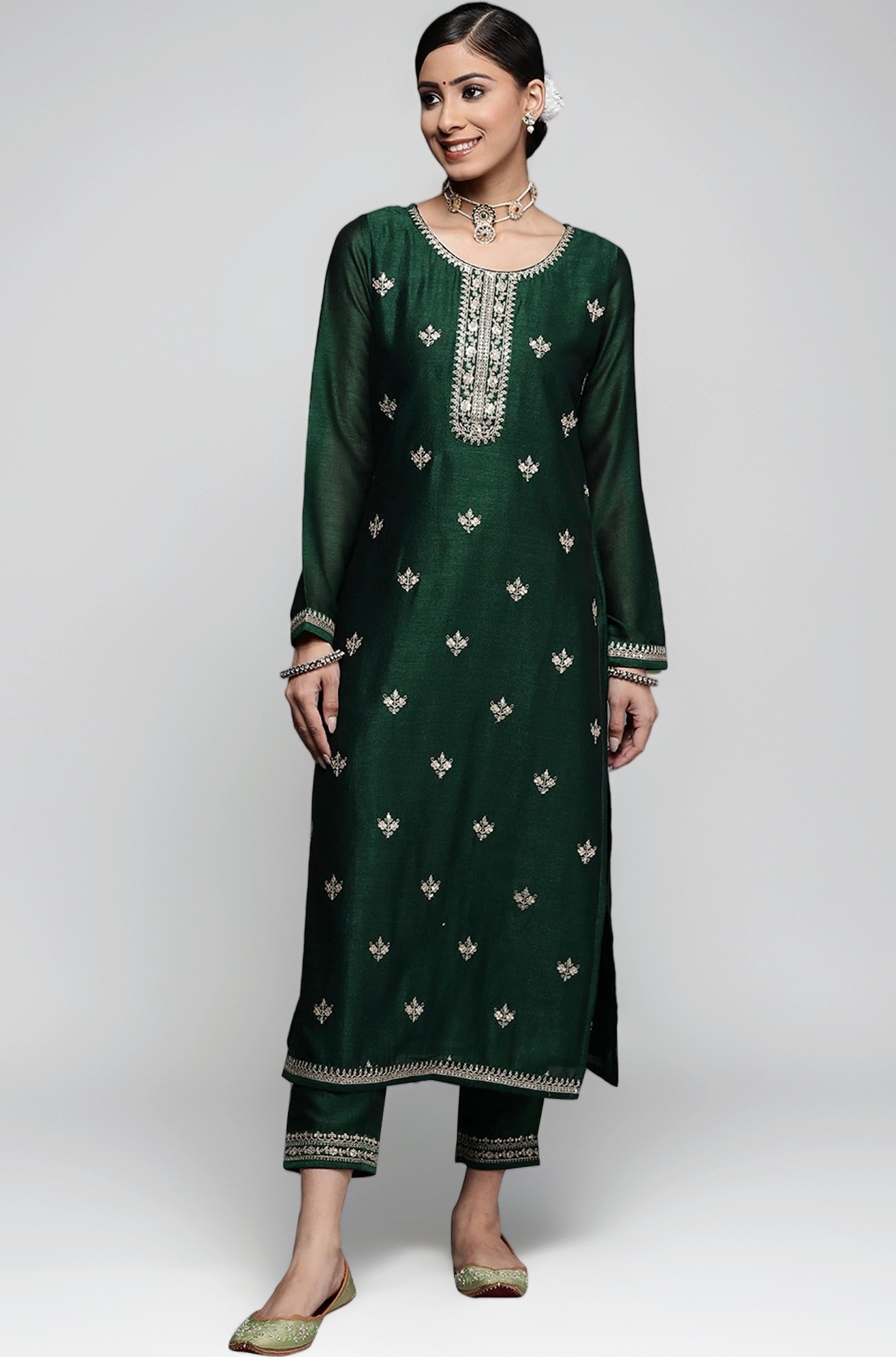 Libas Womens Yoke Design Silk Straight Kurta for Women