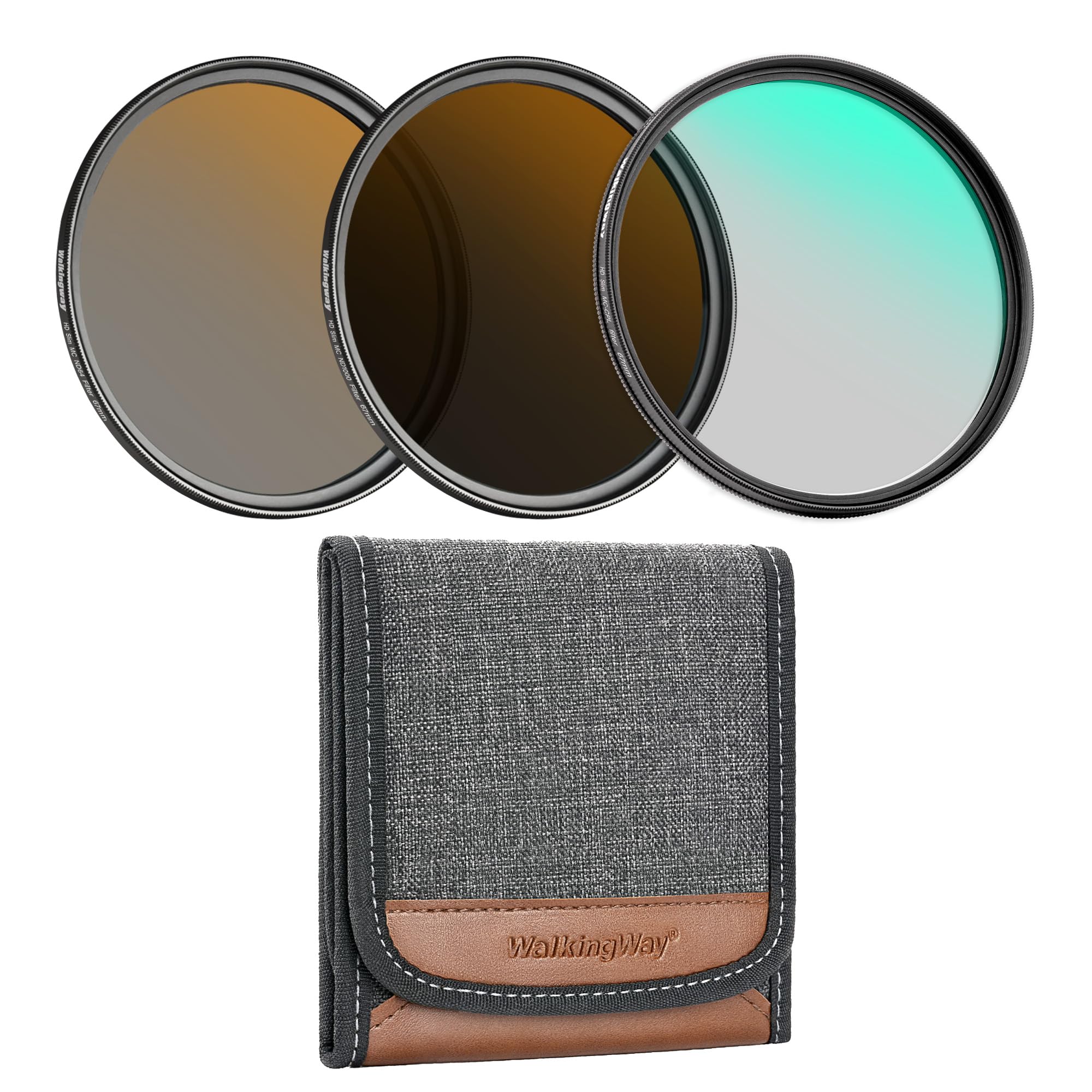 Walking Way Set Filtri 67mm ND64 + ND1000 + CPL – Include 3 Filtri per Fotografia Paesaggistica e Lunghe Esposizioni – Vetro Ottico Multistrato, Ultra Sottile, con Custodia