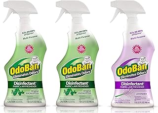 OdoBan Ready-to-Use Disinfectant and Odor Eliminator, Set of 3 Spray Bottles, 32 Ounces Each, Original Eucalyptus, Lavender Scents