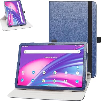Bige for TCL Tab 10 5G Rotating Case, 360 Rotary Stand with Cute Pattern Cover for 10.1" Tablets, Blue