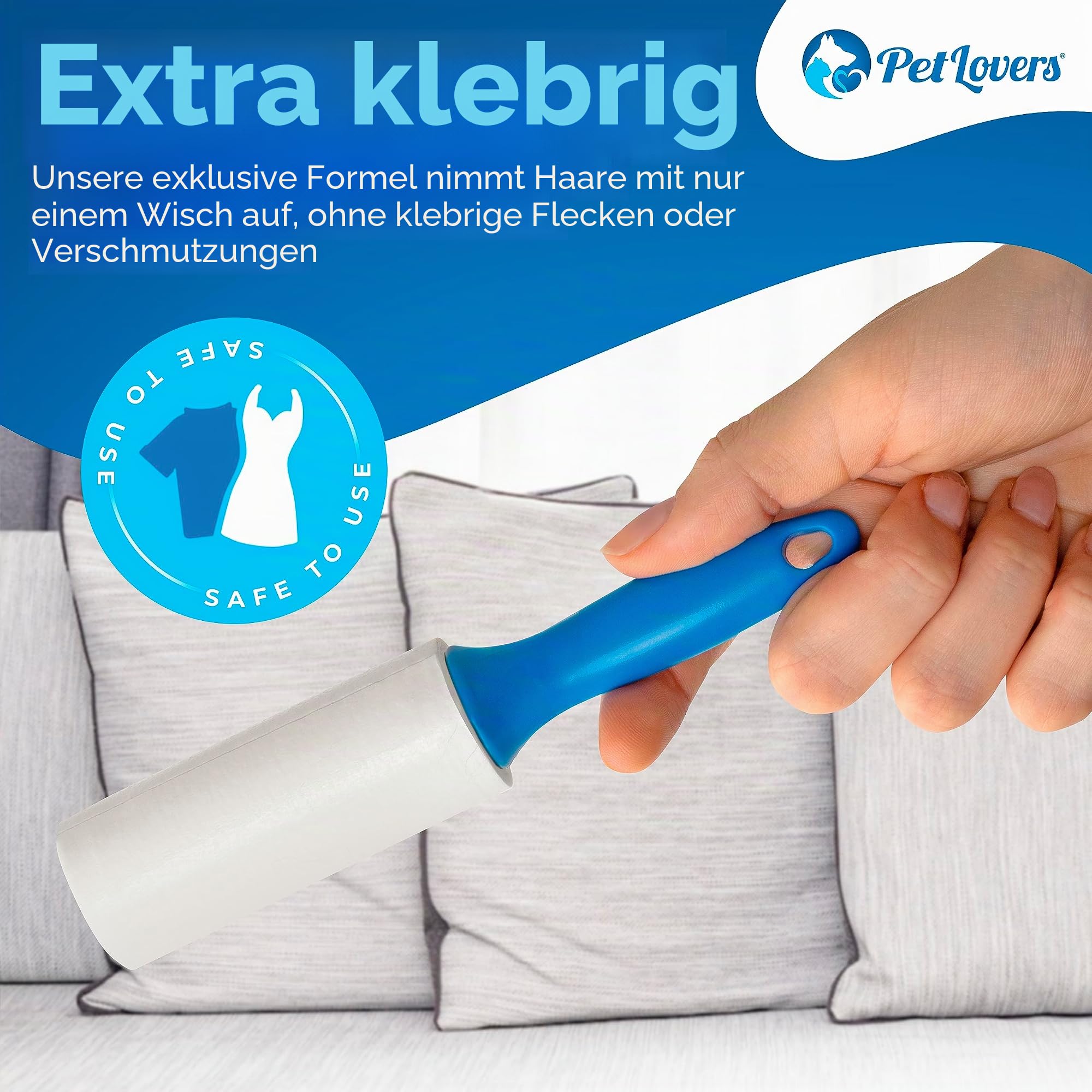 PetLovers Mini-Fusselrollen, extra klebrig, für Tierhaare in Reisegröße, 4 Stück