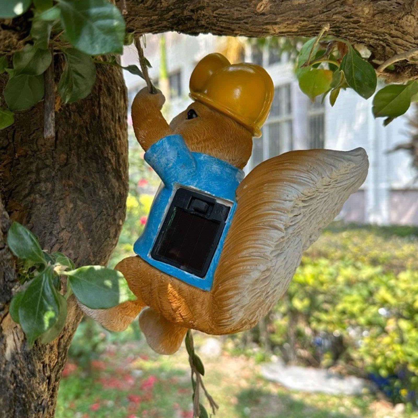 Statua Solare Animale da Esterno in Resina con Illuminazione per Decorazione Parete Giardino Ornamento da Appendere su Albero O Recinzione Adatta per, Scoiattolo