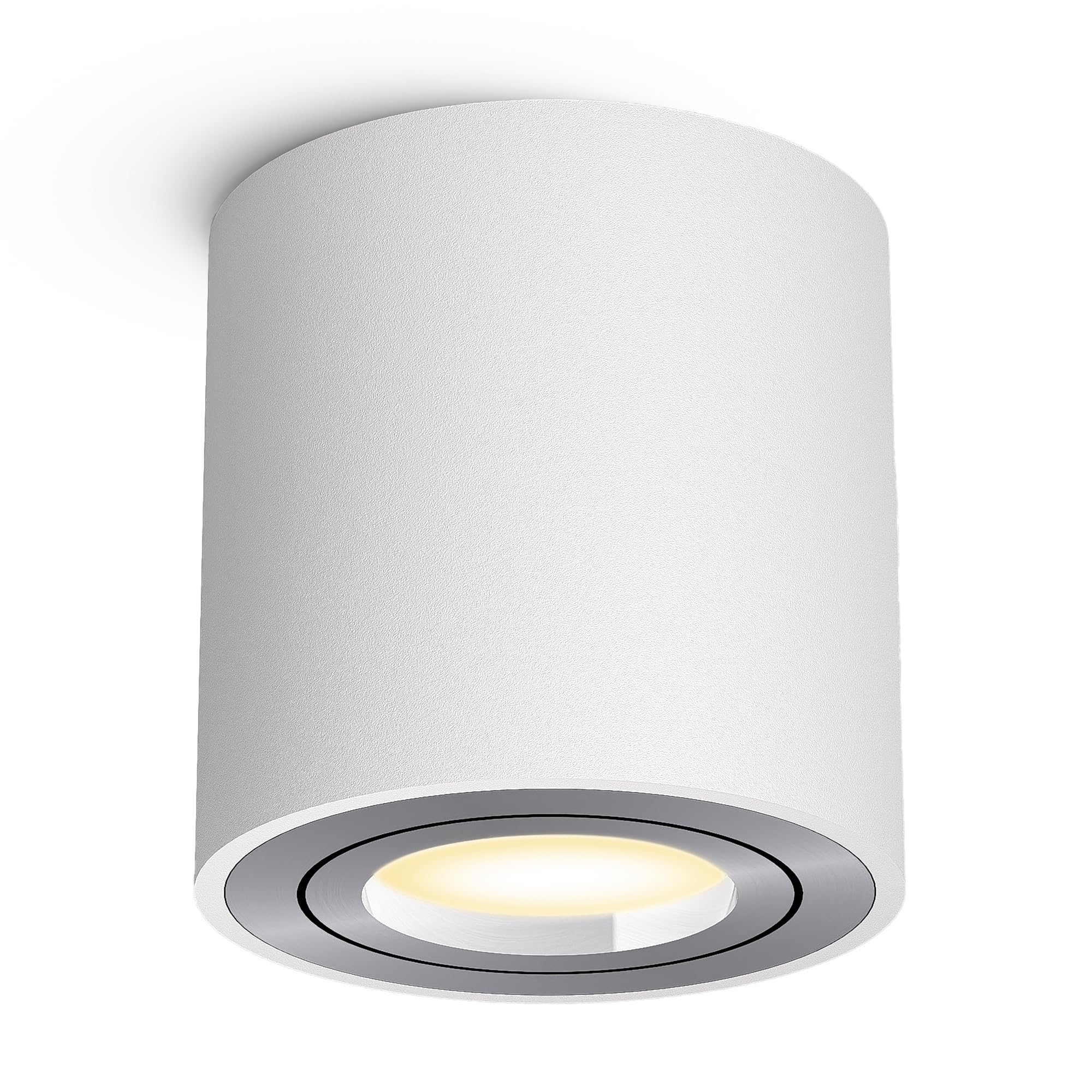 linovum CORI Aufbauspot dimmbar weiß silber - mit LED GU10 Lampe warm, neutral, kalt 6W 230V - Aufbau Strahler schwenkbar rund Ø80x84mm