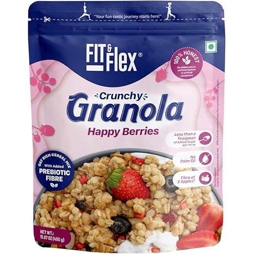 FIT & FLEX Baked Crunchy Granola Happy Berries 450gm