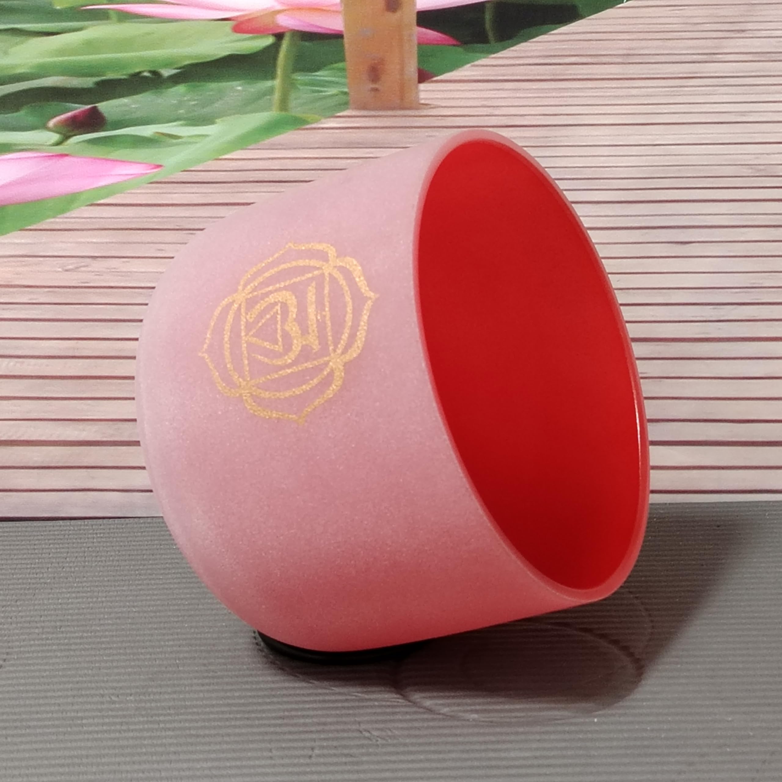 Campana tibetana in cristallo di quarzo per meditazione, yoga e relax, design satinato, 432 Hz, chakra della radice, 30,5 cm