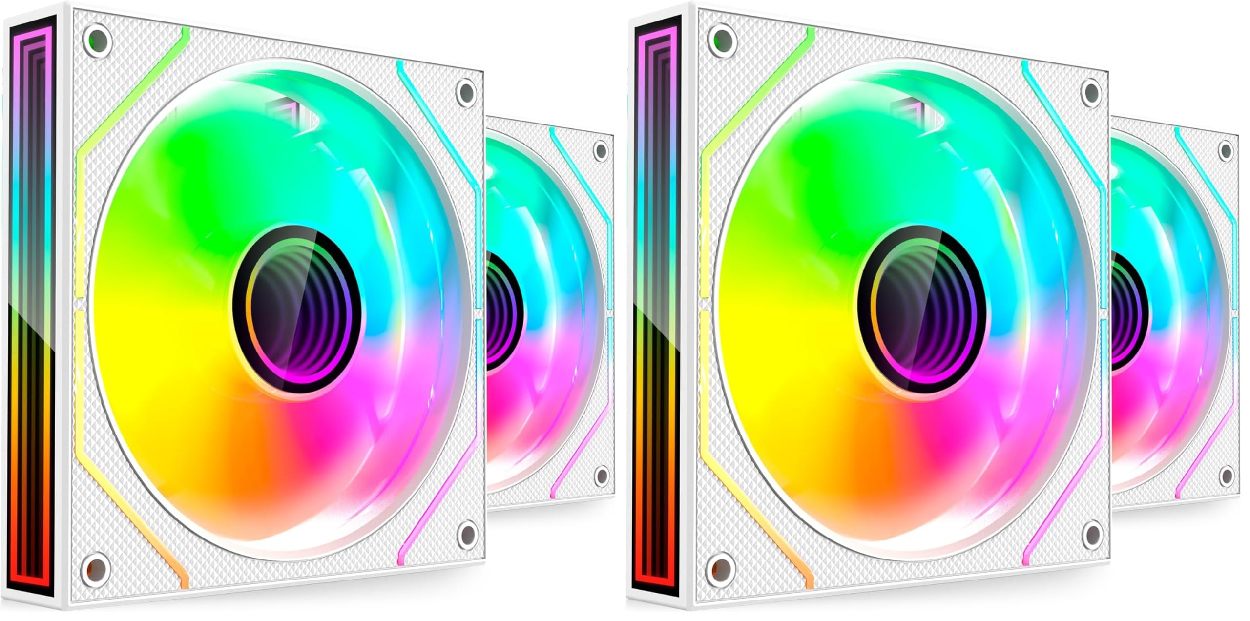 MARS GAMING MF-3DPROX2, Kit 2x Ventiladores PWM 120mm, Iluminación ARGB Triple Infinity Mirror 360°, Sistema de Control PWM, Rodamientos FDB, Ventiladores PC con Compatibilidad Total ARGB, Blanco