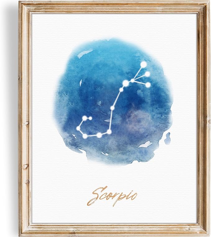 Watercolor Constellation - Scorpio - Art Print - Unframed - 8x10 | Elegant and Ethereal Art Prints | Celestial Zodiac Wall Art for Astrology Enthusiasts | Perfect for Bedrooms, Home or Offices