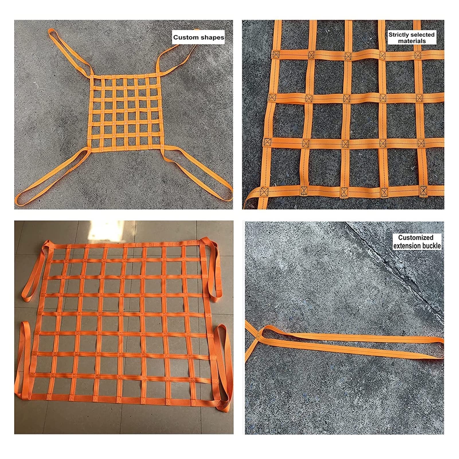 Redes De Carga De Elevación - Separador Carga Furgoneta, Red De Elevación con Eslinga De Poliéster, Red Colgante De Elevación, Red Móvil Y De Elevación, Carga De 0,3 A 3,5 Toneladas, Negro
