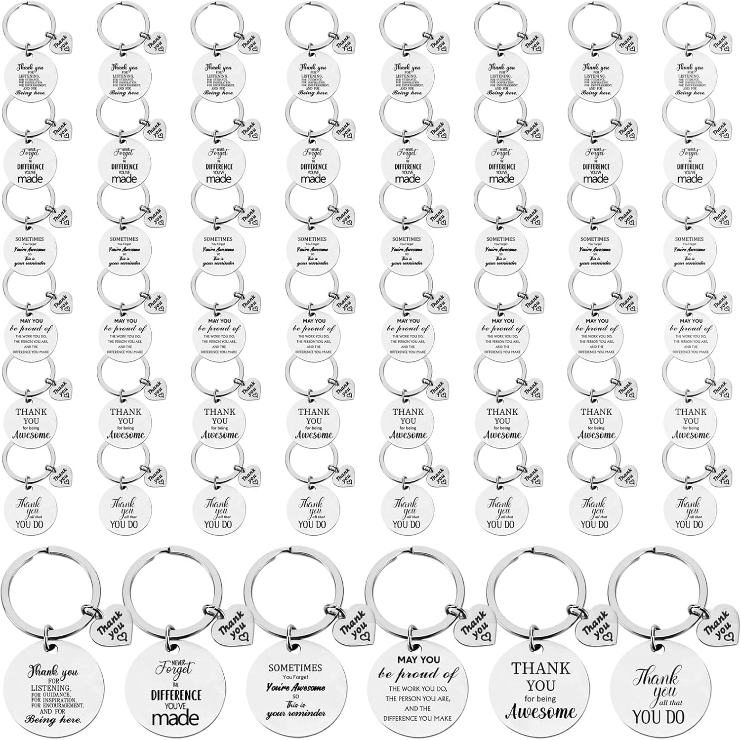 Equsion 48 Pcs Employee Appreciation Keychain Gifts Bulk Thank You Keychains for Coworkers Teacher Teams Staff Appreciation
