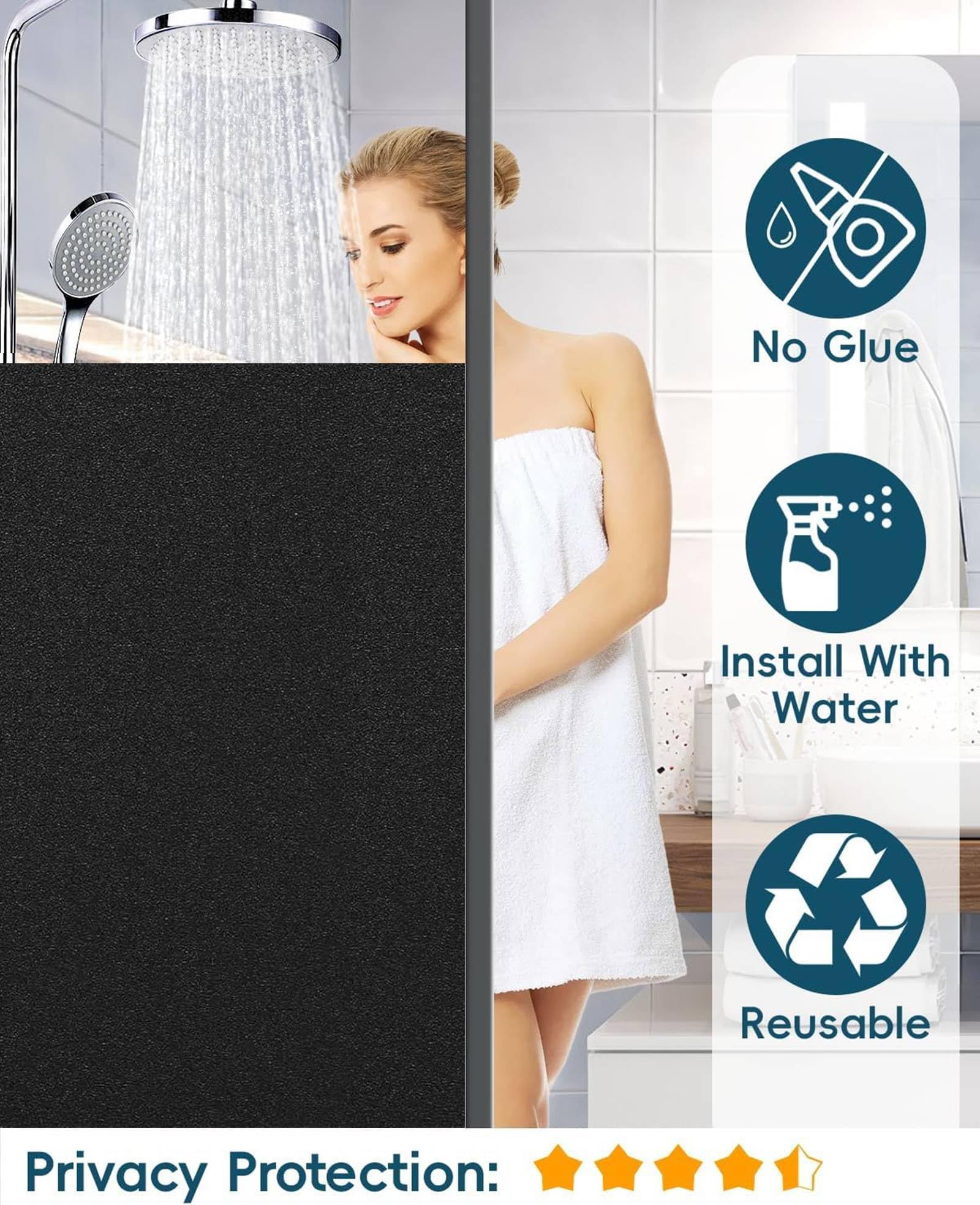 Film Fenetre Anti Regard Miroir Film Occultant Fenêtre 90x200cm Film Anti Chaleur Fenetre, Film sans Tain pour Fenetre avec 3 Accessoires