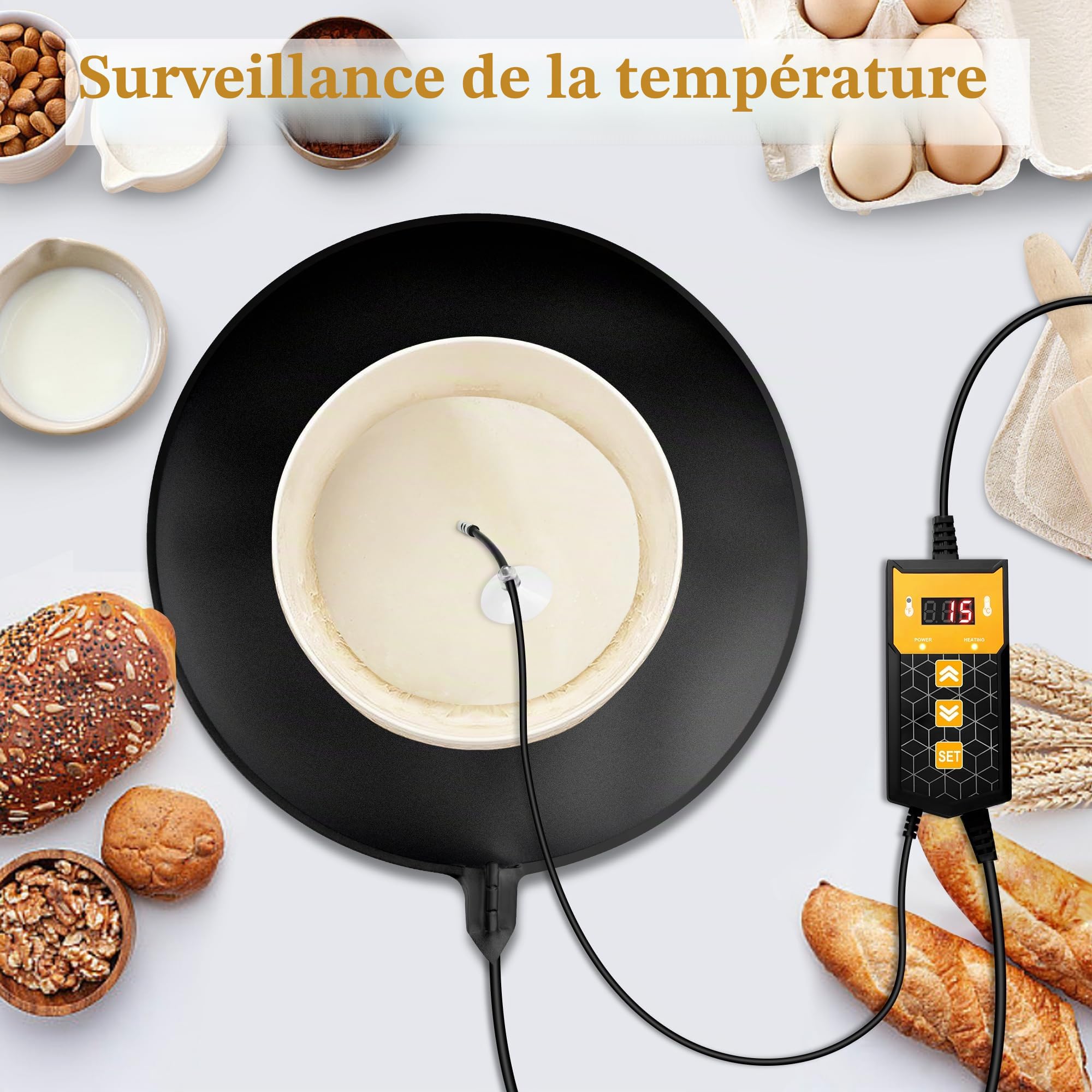 Heat Mat with Lid for Bread and Dough Dough Adjustable Temperature with Thermostat Sourdough for Home