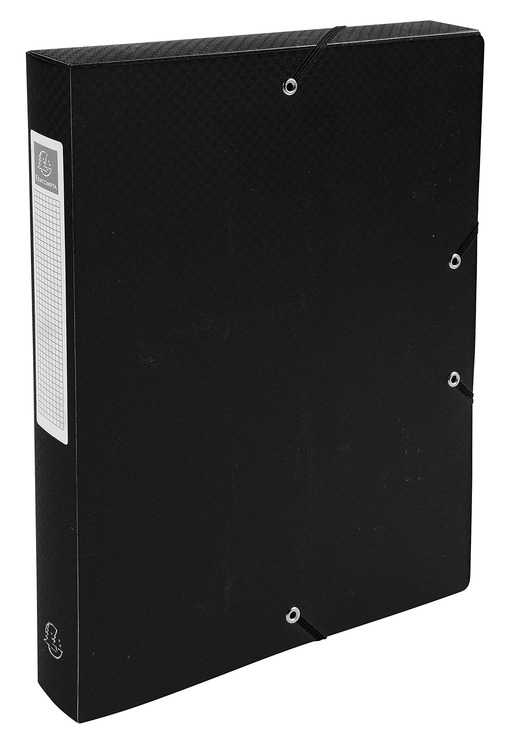 Exacompta - Ref. 59781E - 8 filing boxes with Opak rubber bands - in polypropylene - back 4 cm - dimensions 25 x 33 cm - for A4 format - black color - delivered assembled