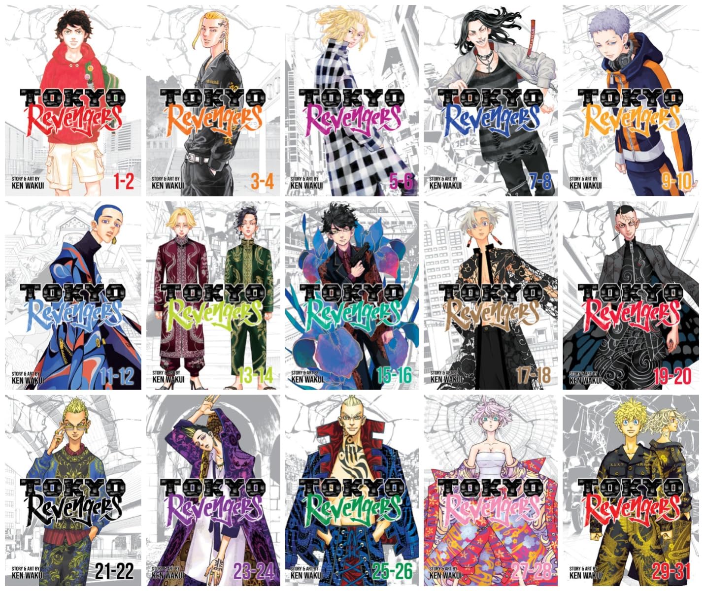 Tokyo Revengers Series 15-Book Ultimate Collection Set (Omnibus Vol. 1-2 through Vol. 29-31) - Action-Packed Time-Travel Gang Manga      Paperback – May 14, 2025