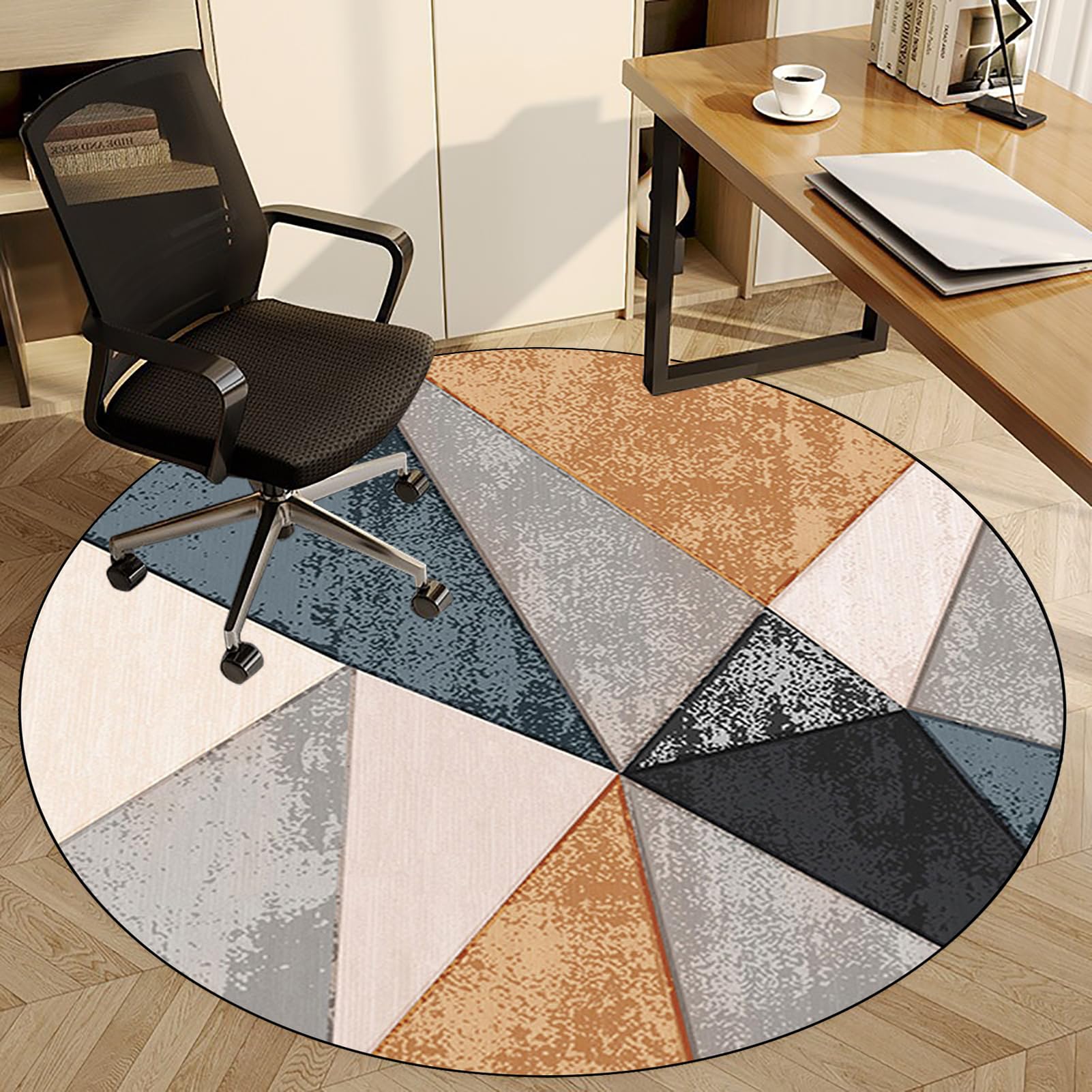 Fzamudng Office Chair Mat for Carpet Floor 110 cm, Non-slip Carpet Protector Chair Mat, Round Gaming Chair Mat for Desks, Office and Home, Protects Floors for Low and No Pile Carpeted Floors