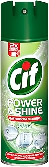 Unilever Cif Power & Shine Citrus Soap Scum & Daily Dirt Removal Mousse Bathroom Cleaner for Cleaning Plastic, Enamel, and Chrome Surfaces 500 ml