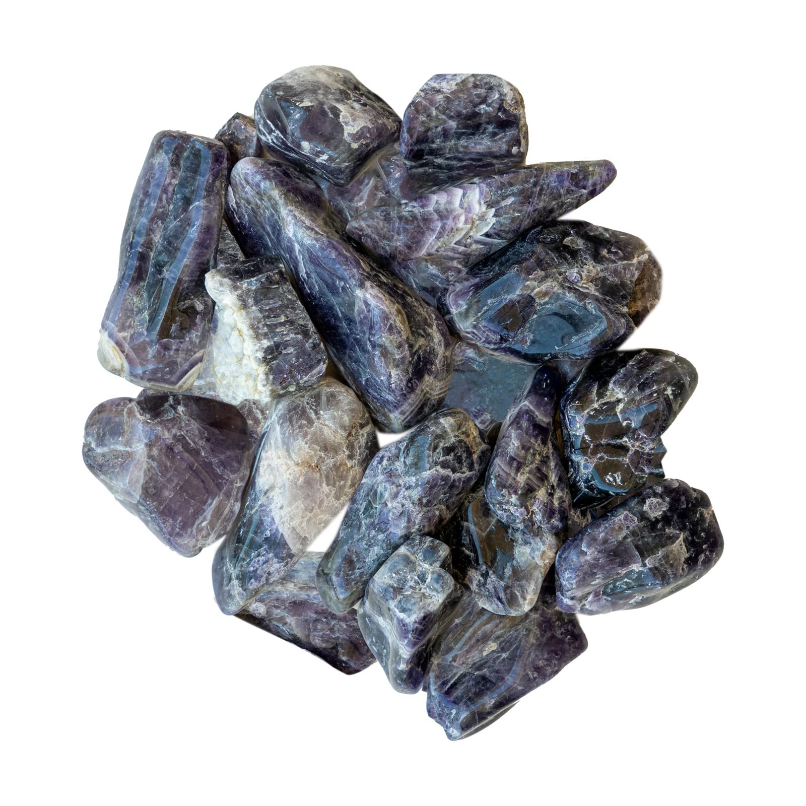 Crystal Allies Materials: 1 Pound Bulk Half Tumbled Dream Banded Chevron Amethyst Crystal Reiki Healing Stones Medium 1/2"