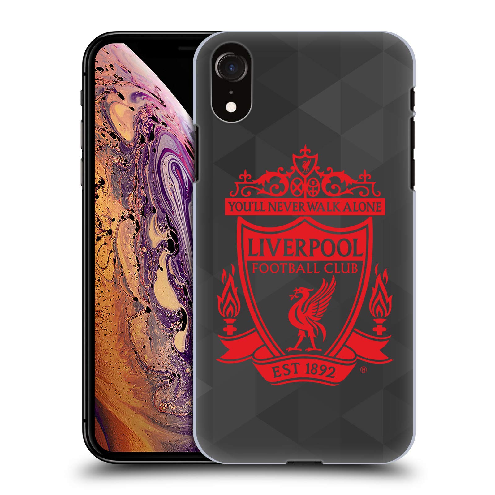 Head Case Designs Officially Licensed Liverpool Football Club Black Geometric 2 Crest 1 Hard Back Case Compatible With Apple iPhone XR