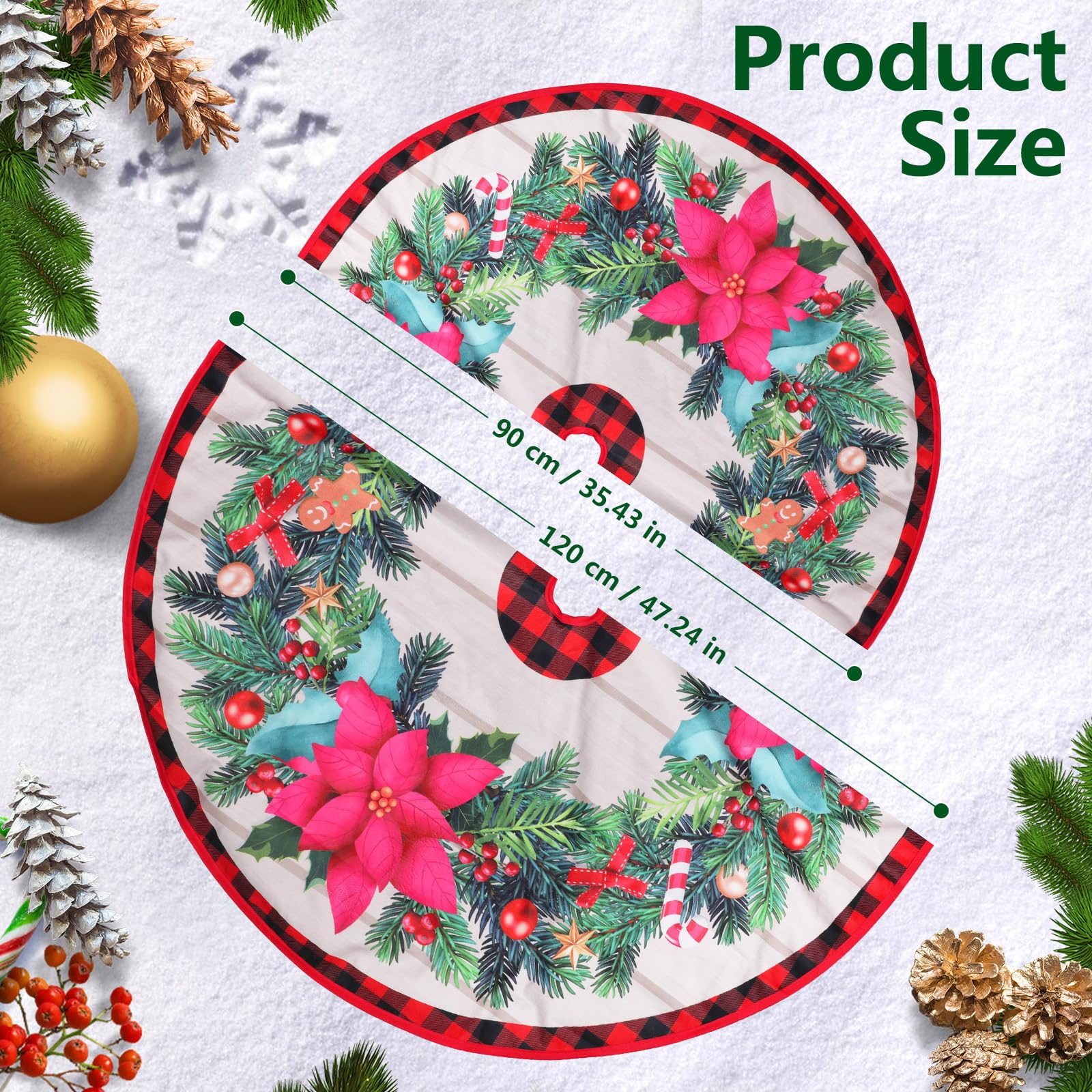 Jupe De Sapin De Noël Ronde 120cm - Tapis Cache-Pied Sapin De Noël Merry Christmas Élégant