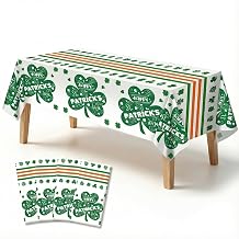 Pyrrhiax St. Patrick's Day Tablecloth 4 Pack - 54x108 Inch Disposable Green Shamrock Table Cover, Waterproof PE Material, Fits 6-8ft Tables for Irish Party Decorations