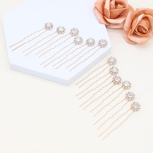 Miniatura 5 de Ammei - Juego de 12 horquillas de cristal para novia, accesorios para el cabello, joyería con diamantes de imitación para novias y damas de honor,