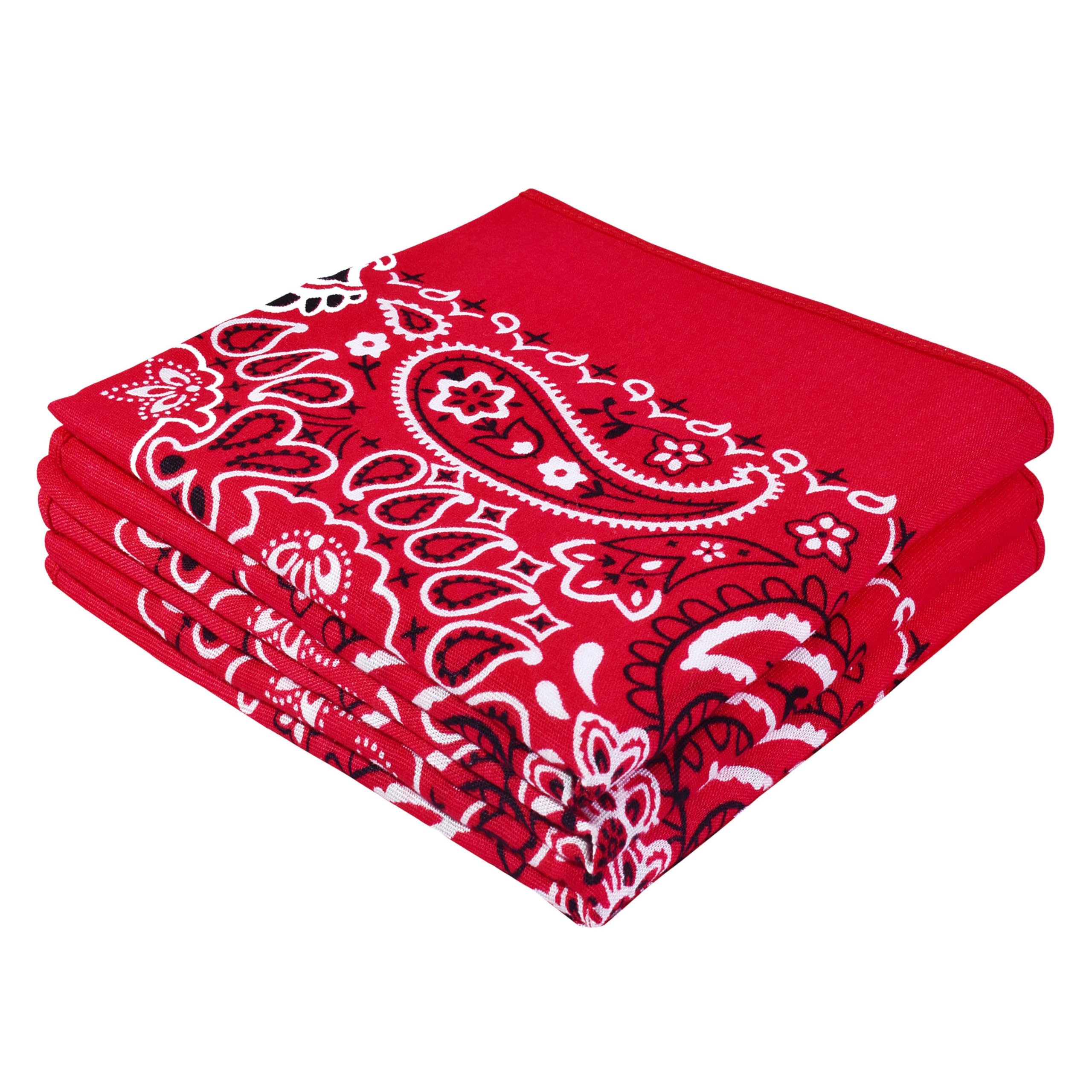 3 Pack 100% Cotton Bandana for Women Men Gift Packaging - Cowgirl Cowboy Accessories Scarf Headband Neckerchief - Large Paisley Hair Face Covering