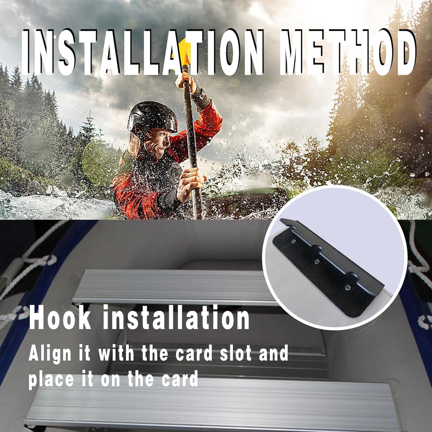 2-Pack Aluminum Bench Seat for Inflatable Boat – Universal Lightweight Dinghy & Canoe Seating – Premium Marine-Grade Fishing, Surfing, and Rafting Accessories (Hook latch mechanism, 33.4)