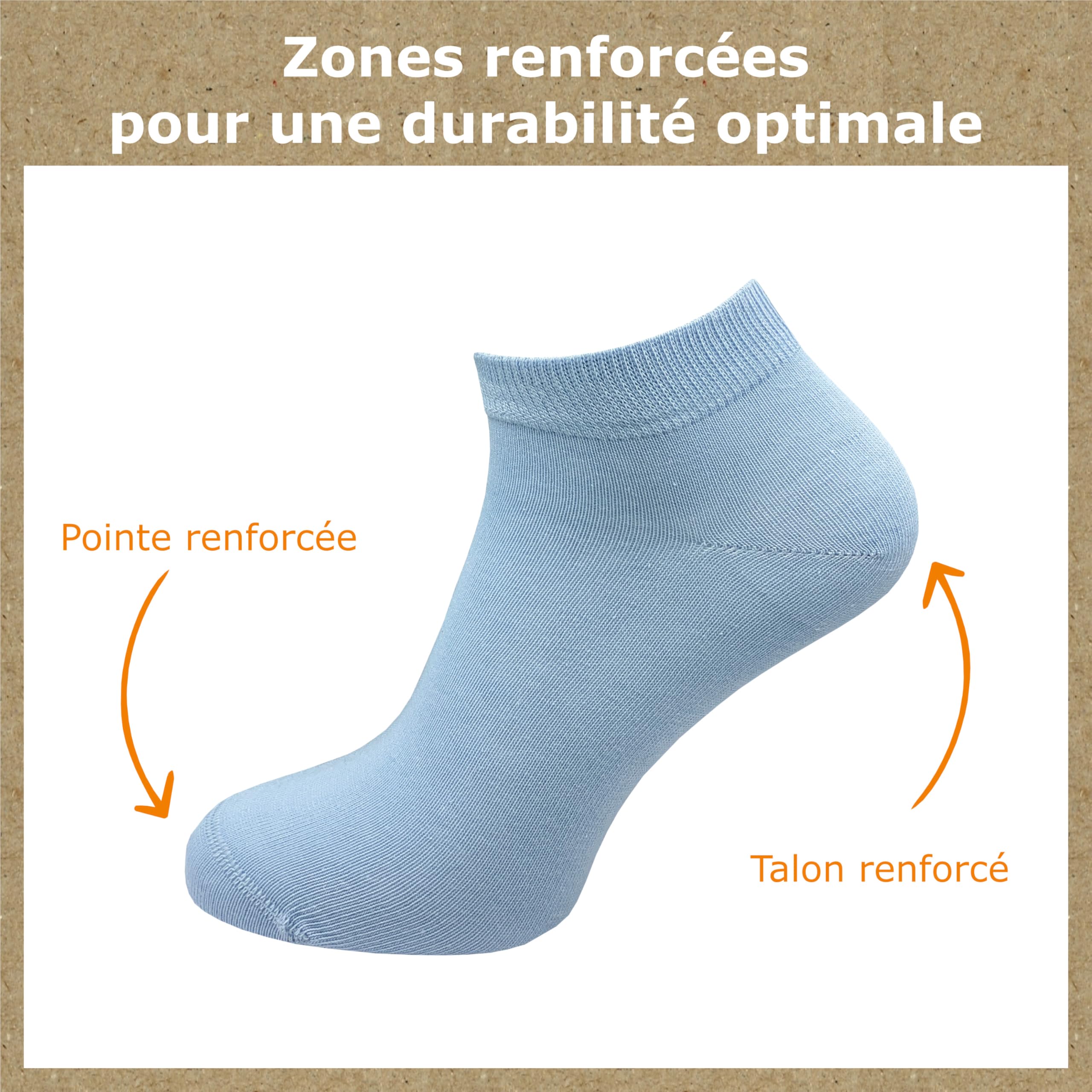 GAWILO Chaussettes basses 100% coton pour femmes (6 ou 10 paires) | Chaussettes courtes sans couture pressante