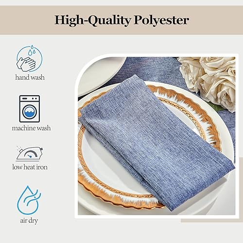 Miniatura 3 de Mebakuk Juego de 6 servilletas de tela de primera calidad de 17 x 17 pulgadas, lavables en color liso, estilo lino, servilletas de mesa suaves para