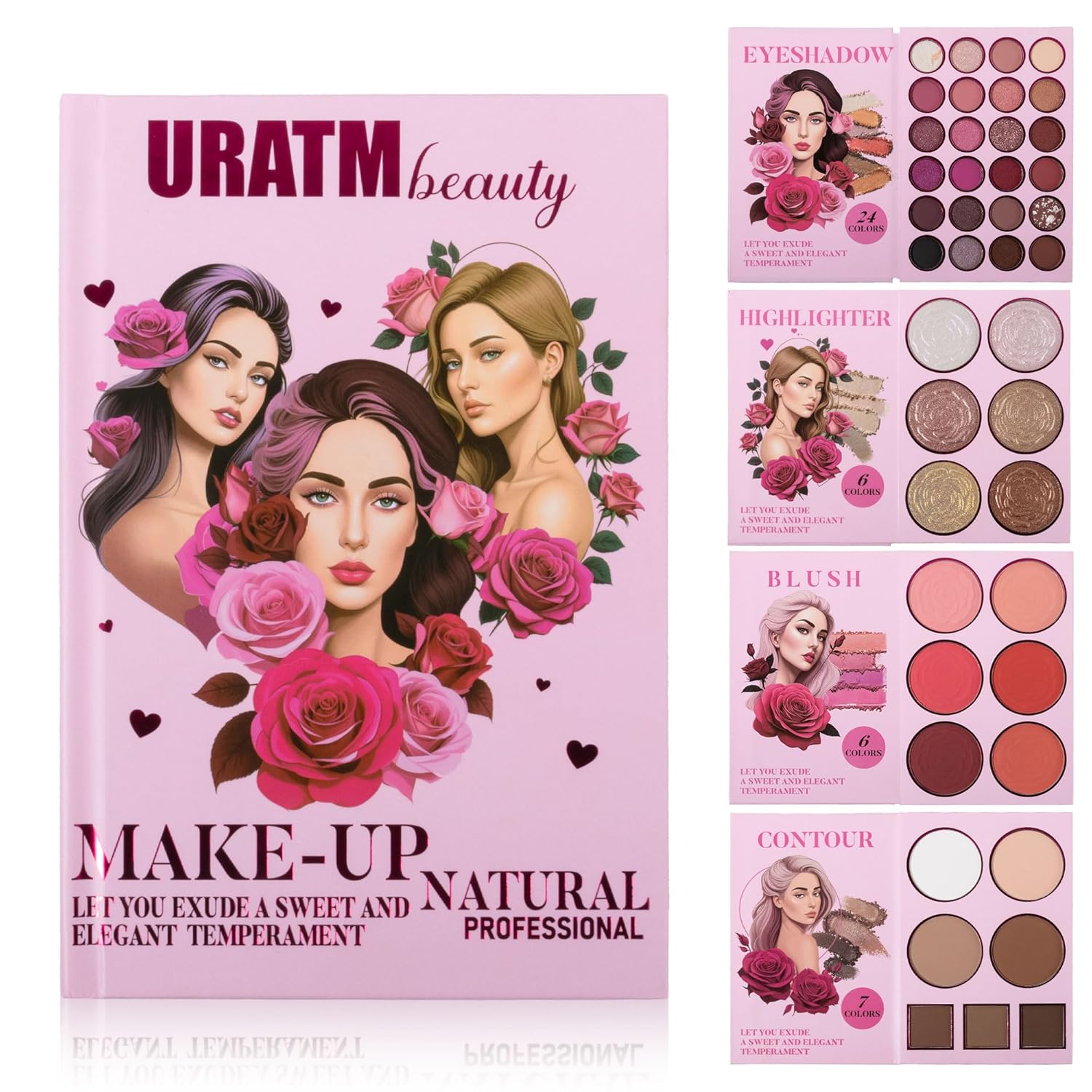 4-Layer Multi – Functional Beauty Book Kit- Style Makeup Palette Ingeniously Combines Eyeshadows, Blushes, Highlighters, Contour Powders In One,Best Choice for A Gift for Women (U103A)