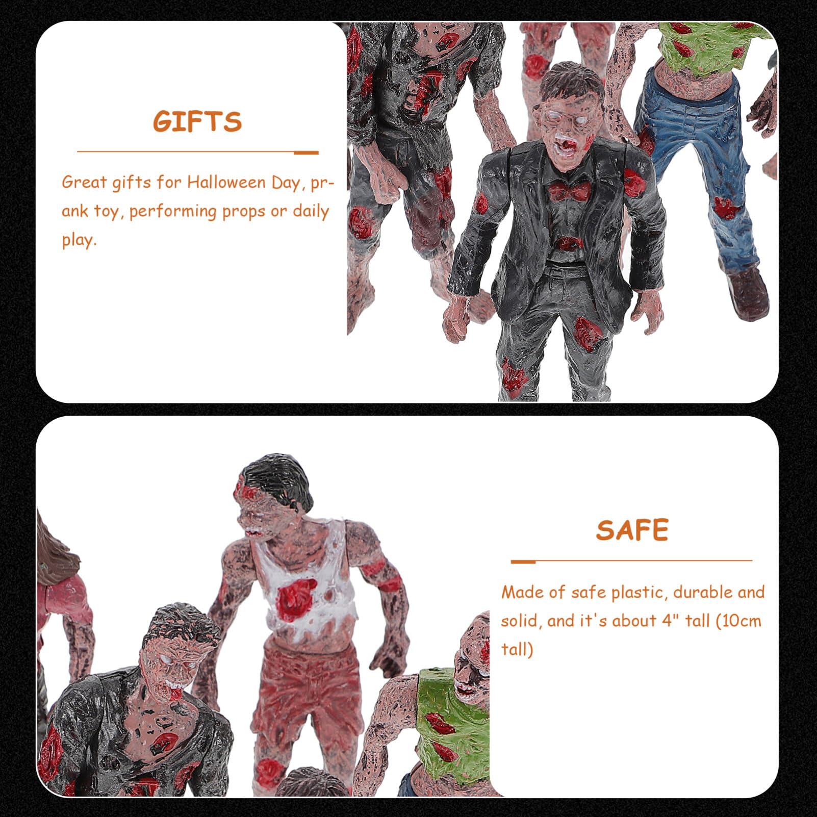 Pack De 6 Figuras De Muñecos Zombies De Plástico Para Halloween, Bromas Y Decoración De Fiestas De Terror