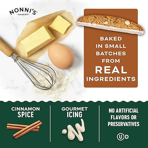Miniatura 6 de Nonni's Gingerbread Biscotti Holiday Cookies - 2 Boxes Gingerbread Cookies - Gingerbread Christmas Cookies w/Almonds & White Icing - Biscotti