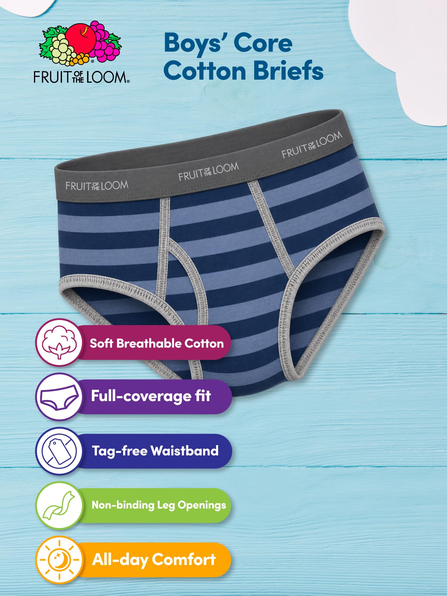 Fruit of the Loom Cotton Brief (Multipack) Cotton Lettera (Multipack) Bambini e Ragazzi