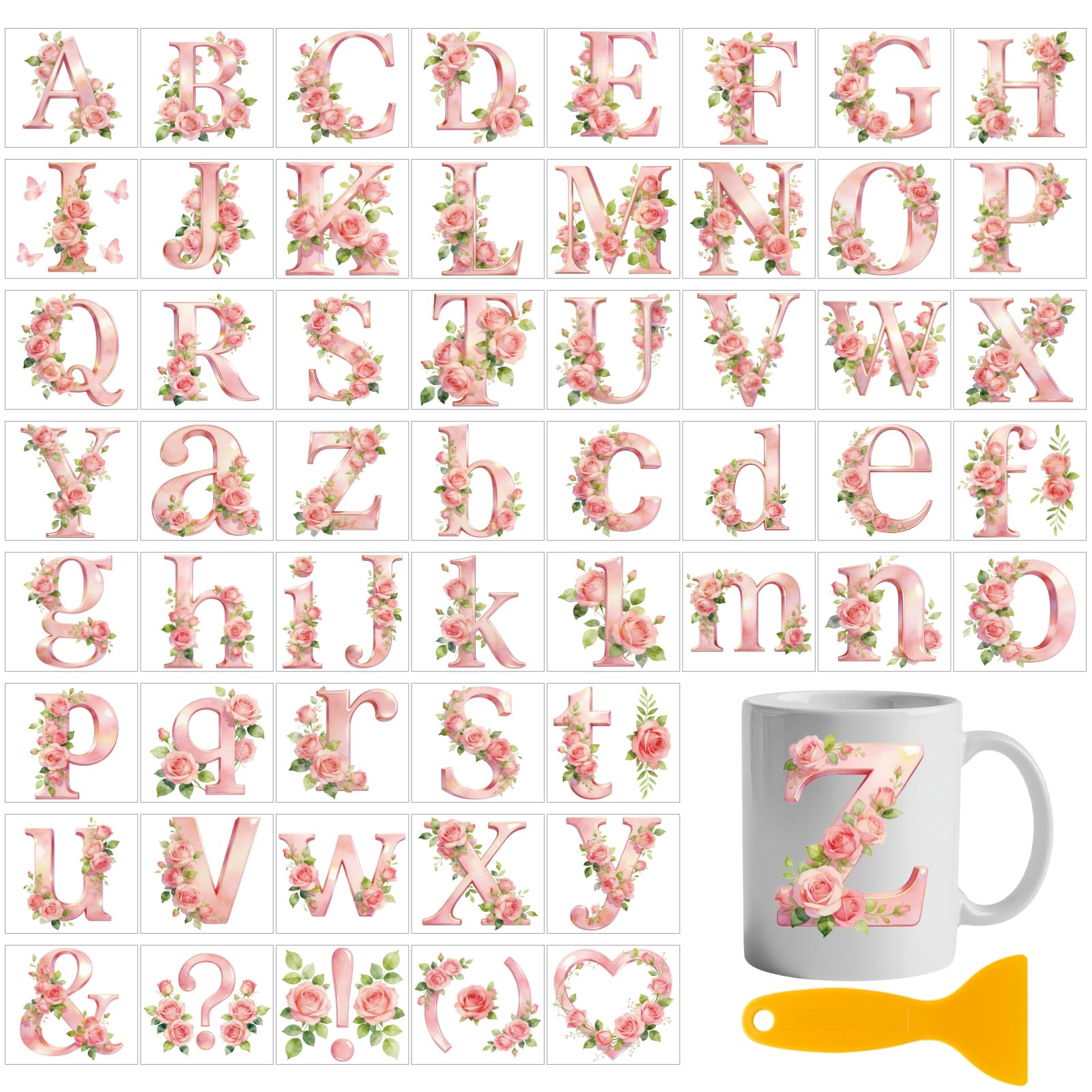 Lettres florales autocollantes pour décorer vos tasses et fenêtres de maison
