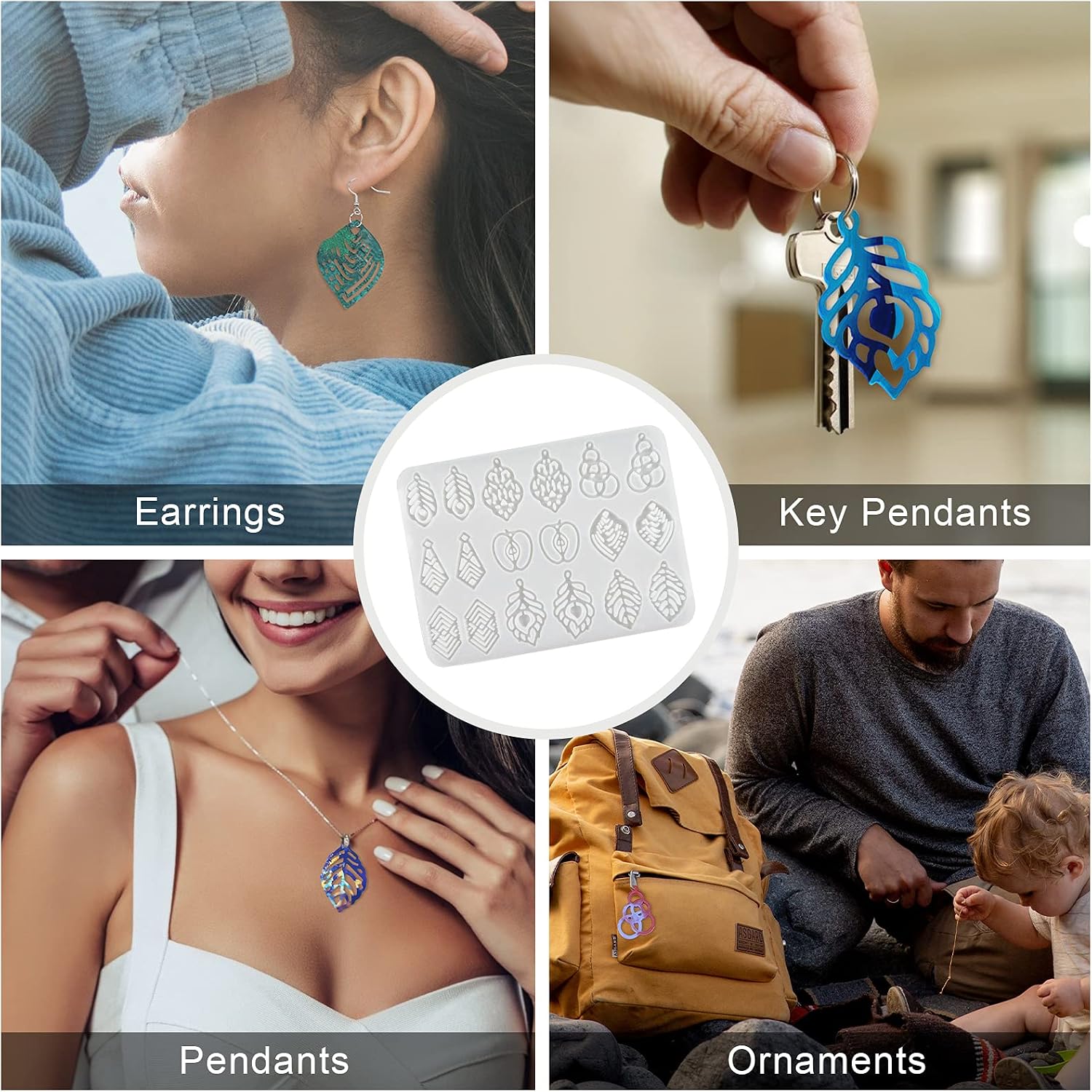 Earring Resin Molds Kit, Jewelry Silicone Molds for Epoxy Resin, 41pcs Earring Making Kit with Resin Jewelry Molds, Earring Hooks, Jump Rings for Resin Casting, DIY Pendants, Keychain